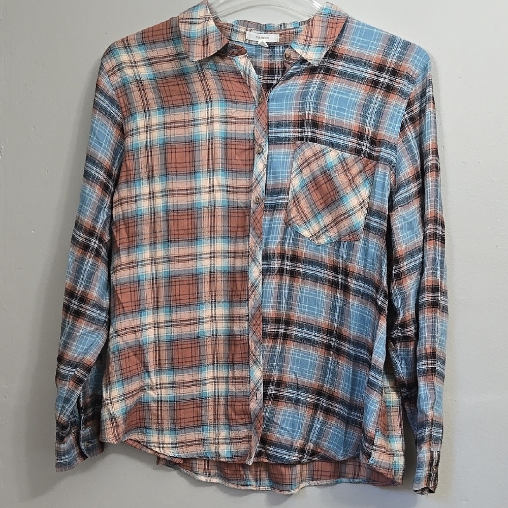 Womens Plaid Shirt - Blue and Brown Fall Maurices Button